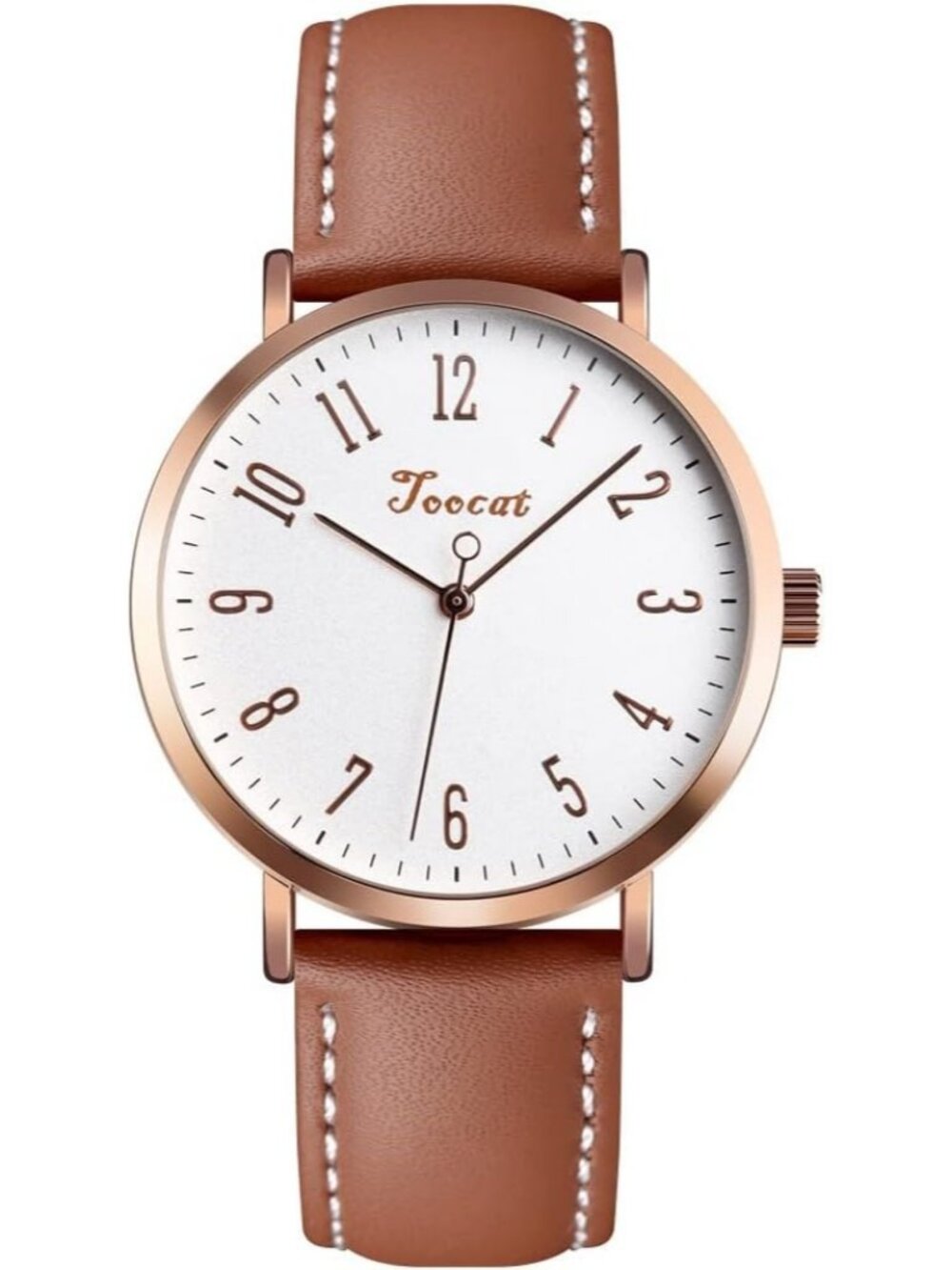 Women's Brown Simple Leather Quartz Ultra-Thin Waterproof Analog Watches